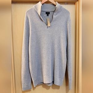 JCrew Cotton Half-zip Sweater in Rustic Moss Stitch